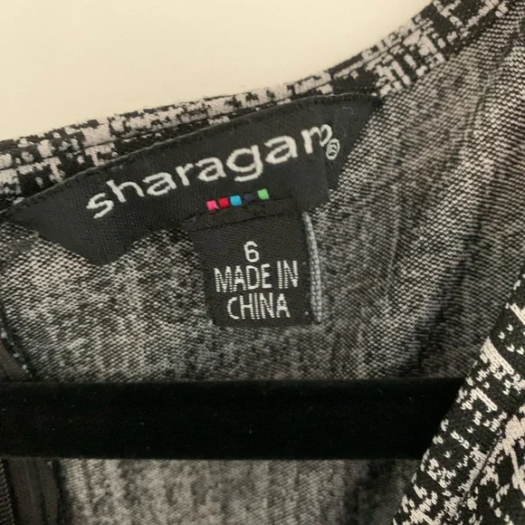 Sharagano Black and White Midi Dress Short Sleeve Size 6 Great Condition - Picture 6 of 6